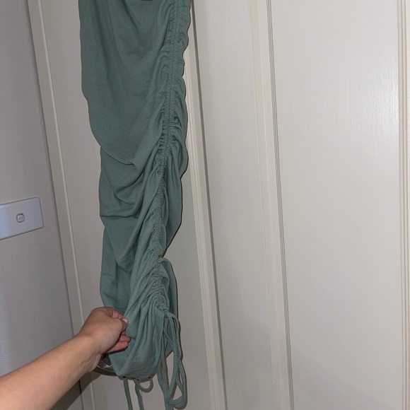 One Shoulder Sage Ruched Dress - Picture 2 of 7